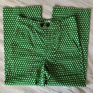Green mod flower pattern wide-leg cropped Maeve pants